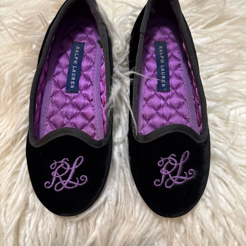 Ralph Lauren Women's Black Velvet Flats